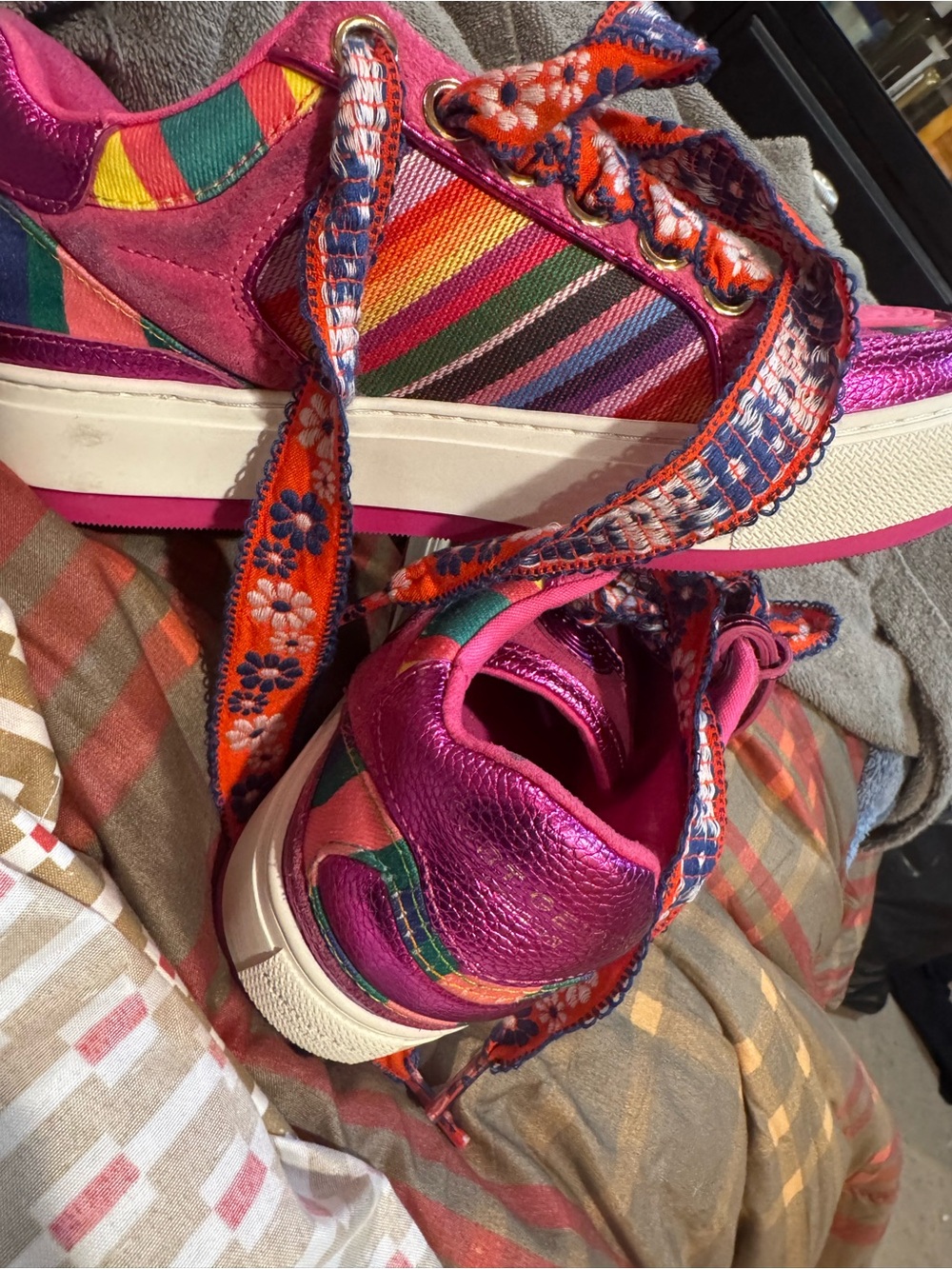 Bright Pink Multicolor Women’s Fashion Sneakers